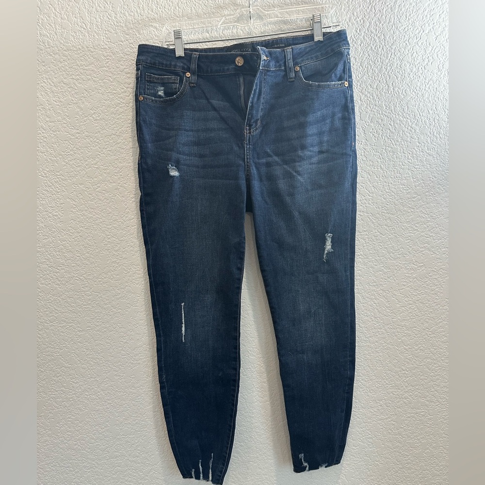 Kendall & Kylie Blue Ultra Babe Skinny Jeans Distressed Tapered